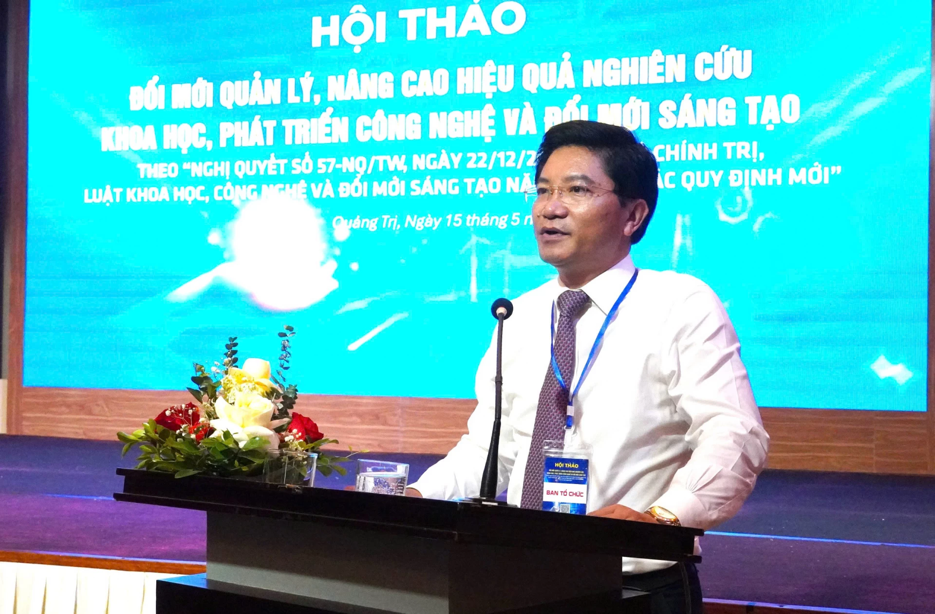 đồng chí Trương An Ninh, Trưởng Ban Tuyên giáo và Dân vận Tỉnh uỷ Quảng Trị kết luận hội thảo