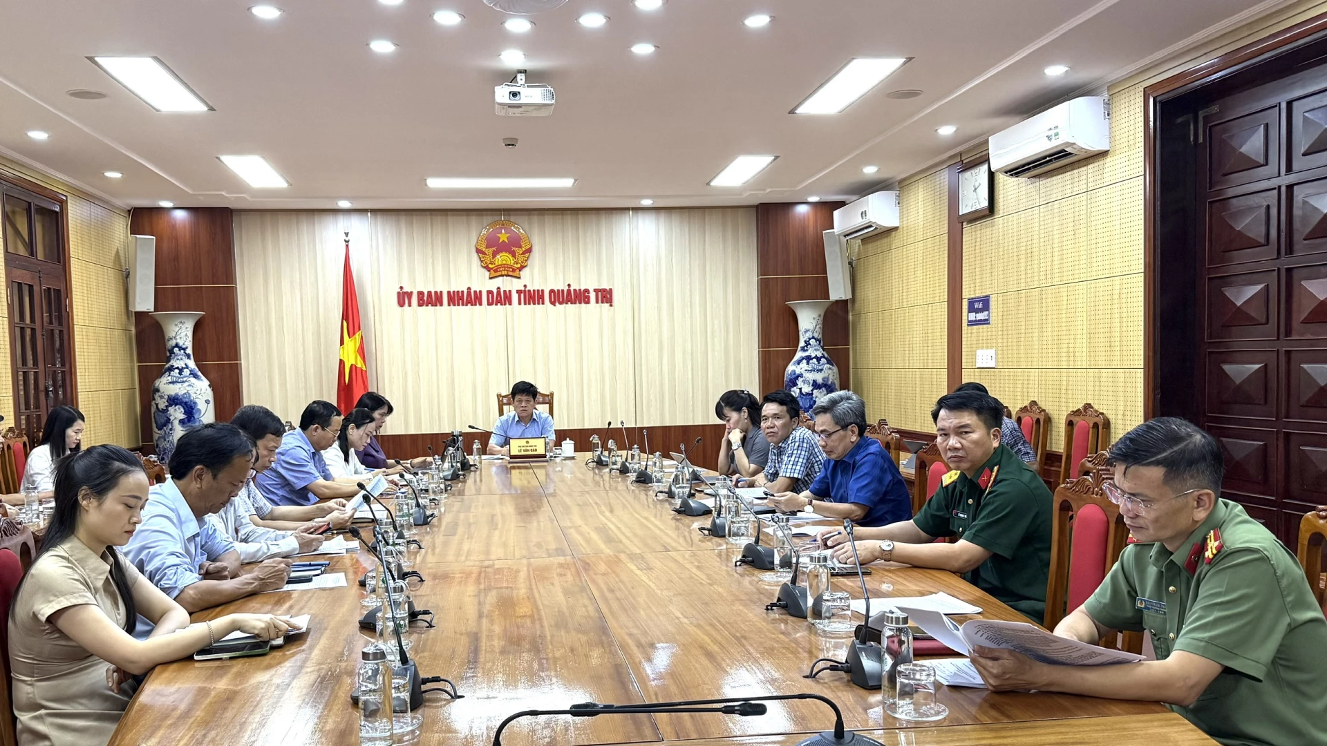 Quang cảnh hội nghị tại điểm cầu Quảng Trị - Ảnh: NL