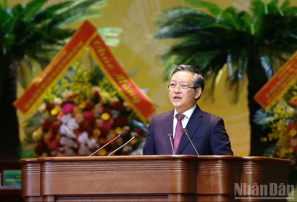 Chủ tịch Hội Nông dân Việt Nam Lương Quốc Đoàn phát biểu nhận nhiệm vụ mới.​