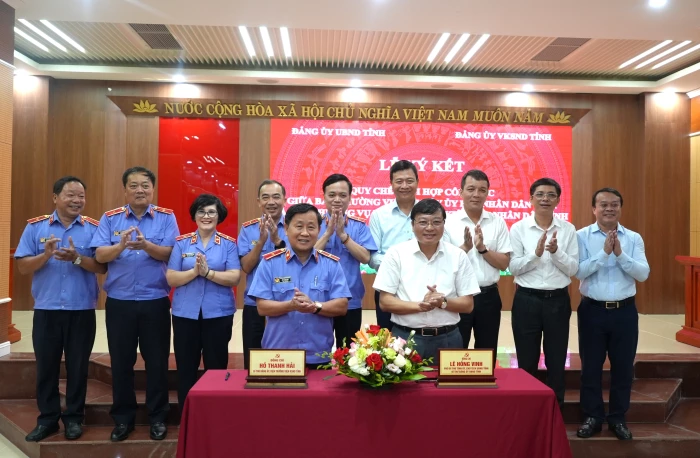 Đảng ủy UBND tỉnh và Đảng ủy Viện Kiểm sát nhân dân tỉnh ký kết quy chế phối hợp công tác