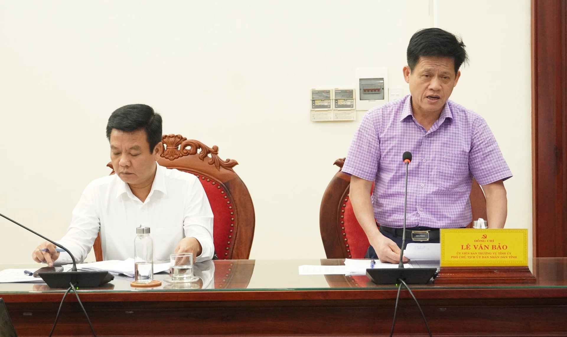 Đồng chí Lê Văn Bảo, Phó Chủ tịch UBND tỉnh phát biểu tại buổi làm việc - Ảnh : Q.V
