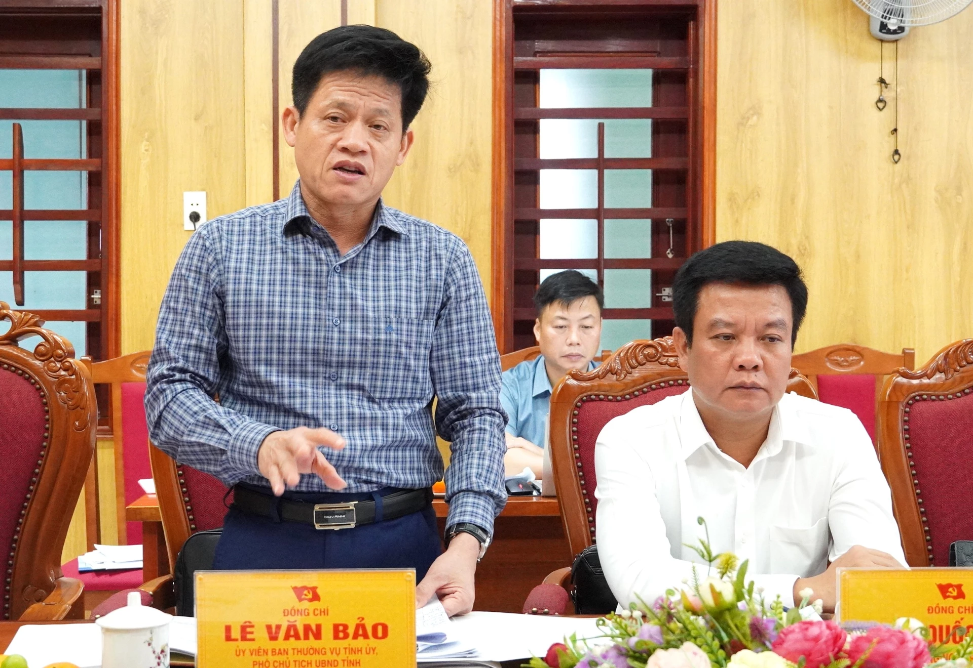 Đồng chí Lê Văn Bảo, Phó Chủ tịch UBND tỉnh phát biểu tại buổi làm việc - Ảnh: Q.V