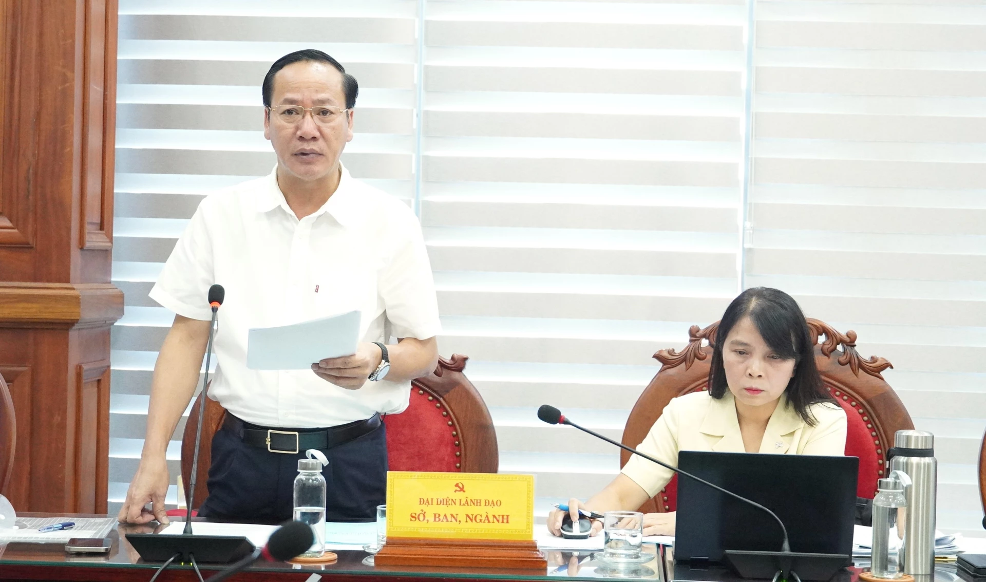 Lãnh đạo Sở Tài chính phát biểu tại buổi làm việc - Ảnh: Q.V