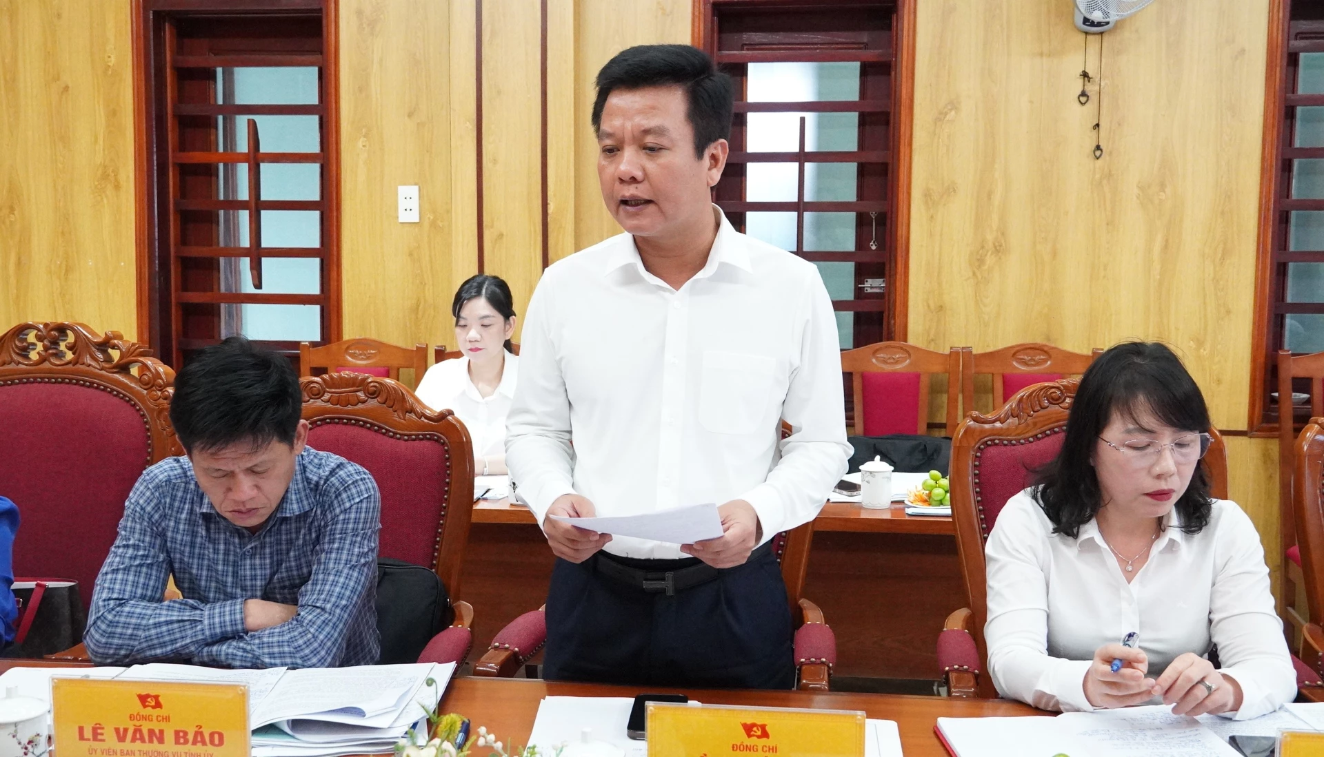 Lãnh đạo Sở Nông nghiệp và Môi trường phát biểu tại buổi làm việc - Ảnh: Q.V
