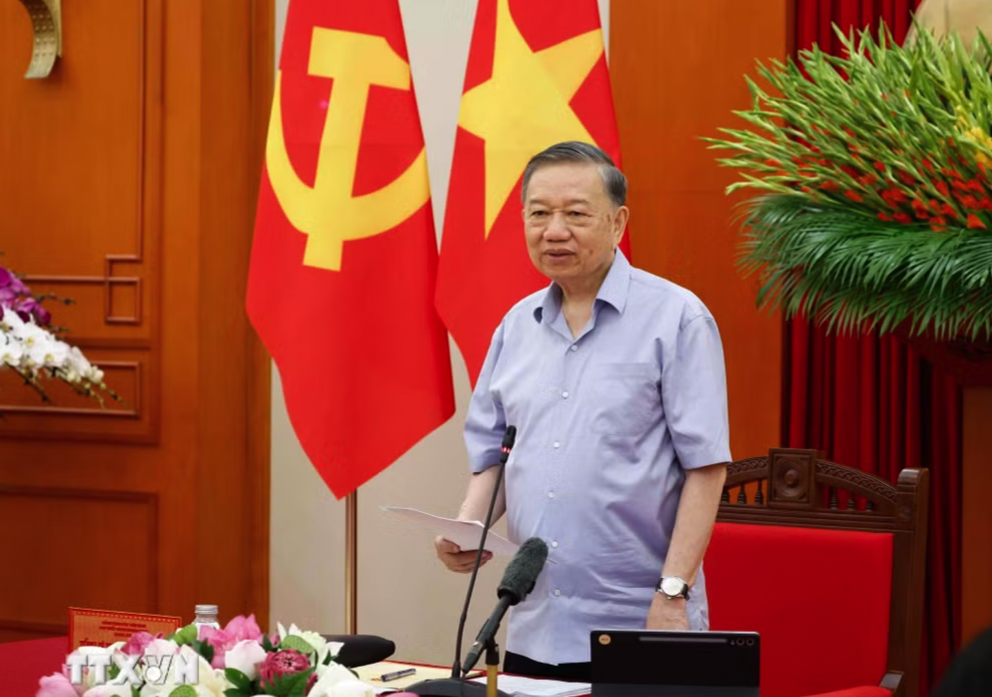 Tổng Bí thư, Chủ tịch nước Tô Lâm phát biểu chỉ đạo trong buổi làm việc với ngành giáo dục và đào tạo. (Ảnh: Thống Nhất/TTXVN)