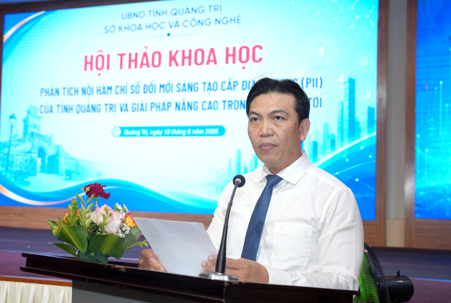 Đại diện lãnh đạo Sở KH-CN phát biểu kết luận hội thảo - Ảnh: H.Tr.