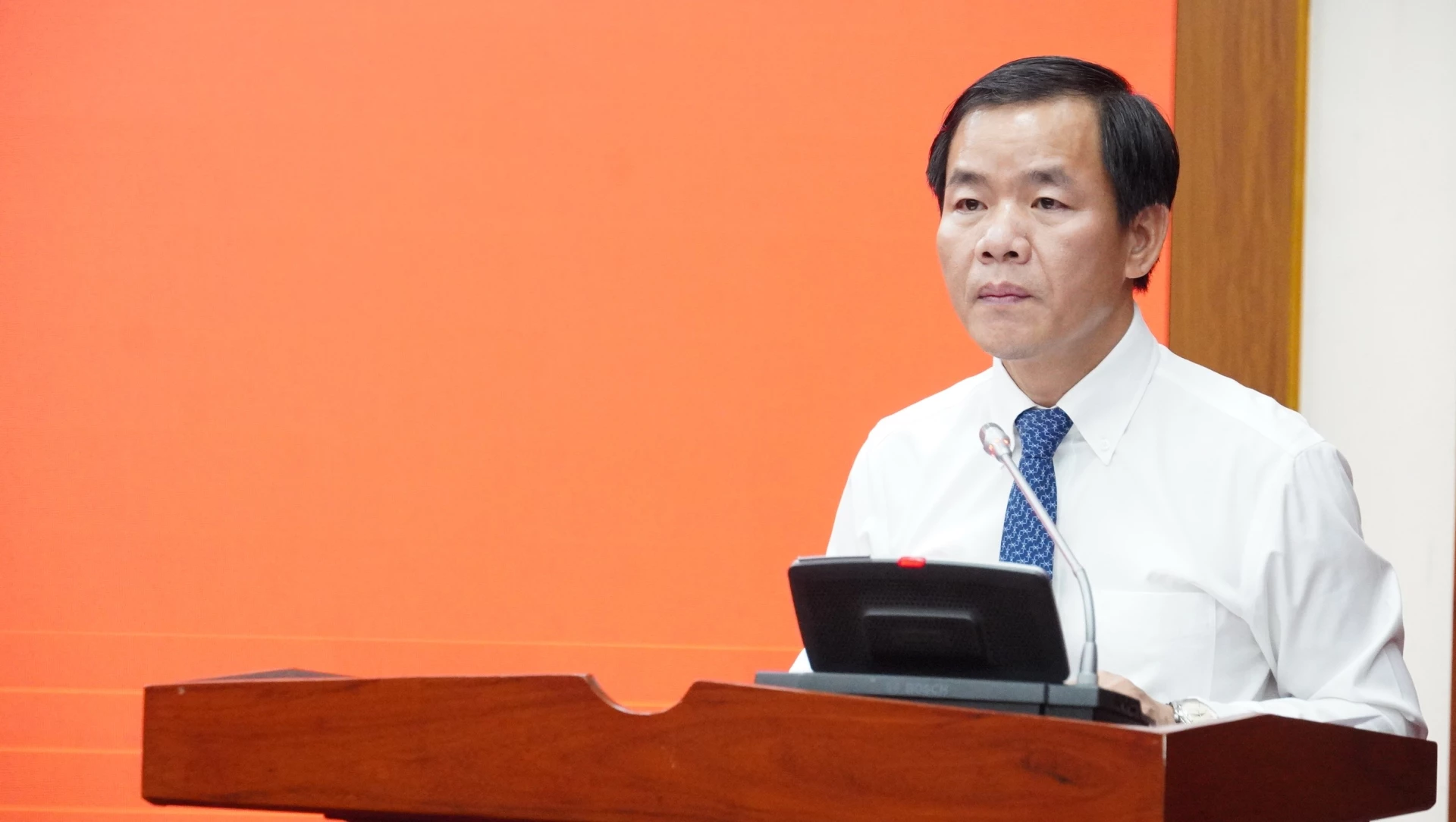 Đồng chí Nguyễn Văn Phương, Ủy viên Trung ương Đảng, Bí thư Tỉnh ủy phát biểu giao nhiệm vụ - Ảnh: Q.V