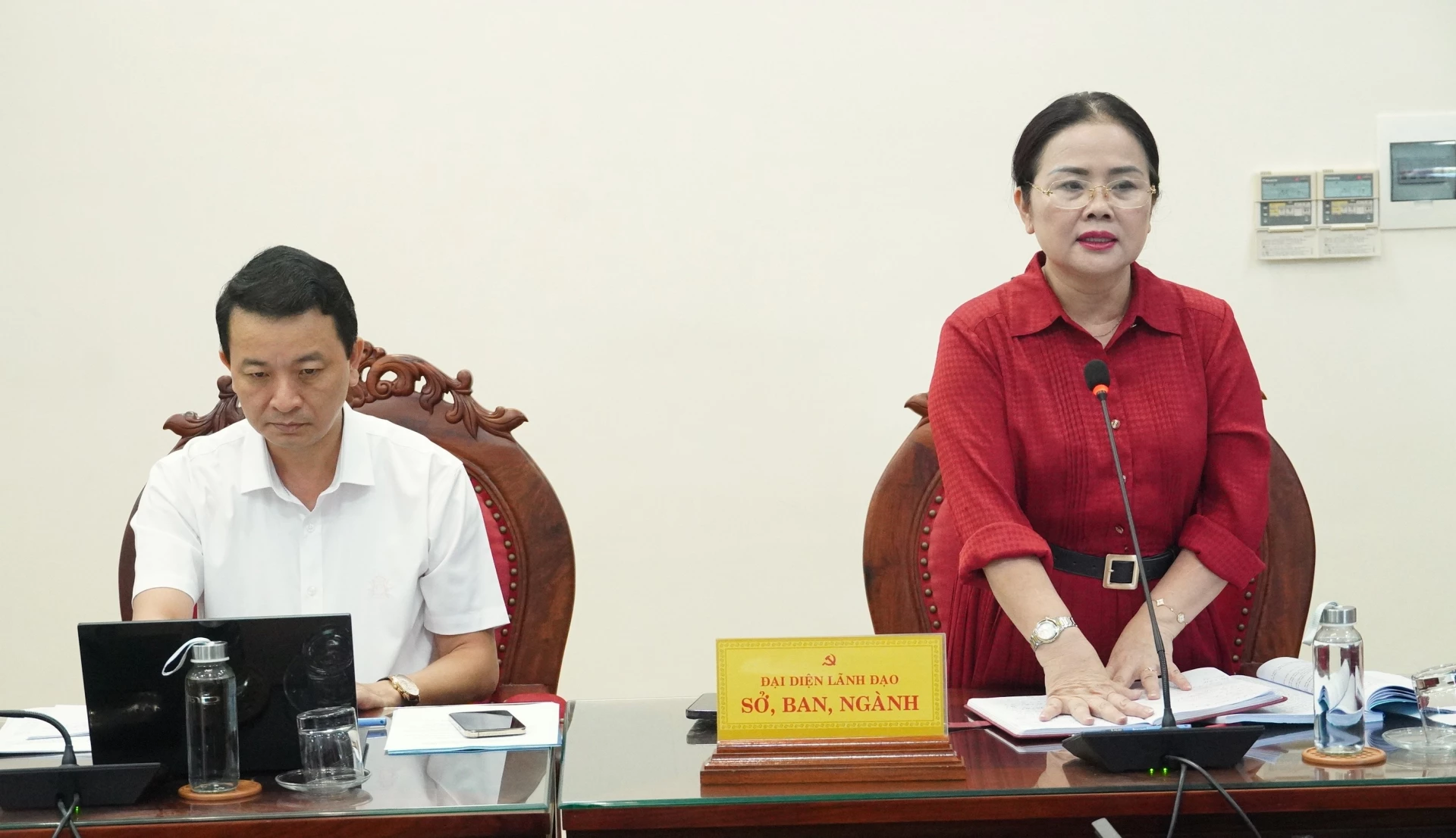 Lãnh đạo Sở Giáo dục – Đào tạo phát biểu tại buổi làm việc - Ảnh: Q.V