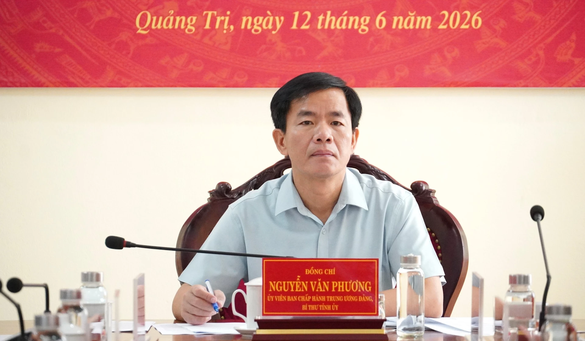 Đồng chí Nguyễn Văn Phương, Ủy viên Trung ương Đảng, Bí thư Tỉnh ủy chủ trì buổi làm việc - Ảnh: Q.V