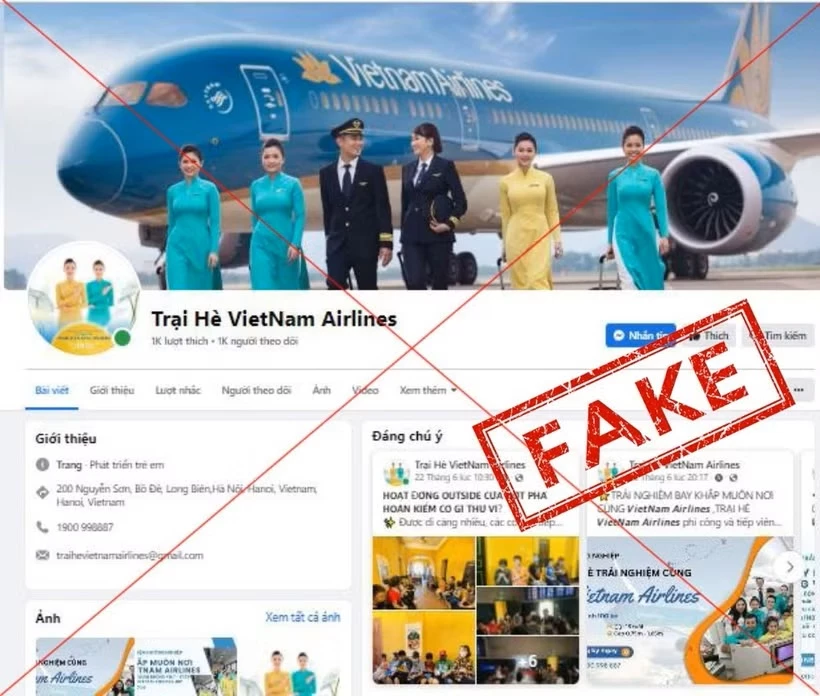 ác trang có dấu hiệu giả mạo thường sử dụng nội dung, hình ảnh tương tự kênh chính thức của Vietnam Airlines nhằm tạo dựng lòng tin trước khi yêu cầu người dùng đăng ký, cung cấp thông tin hoặc chuyển tiền. (Ảnh: PV/Vietnam+)