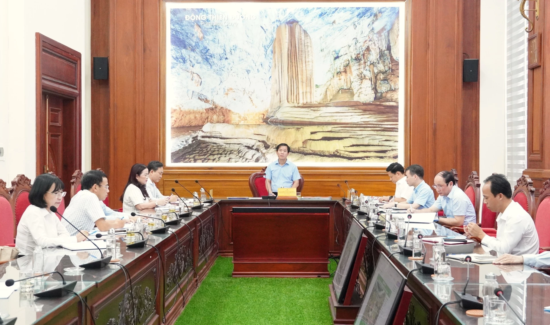 Đồng chí Nguyễn Văn Phương, Bí thư Tỉnh ủy phát biểu kết luận tại buổi làm việc - Ảnh: Q.V