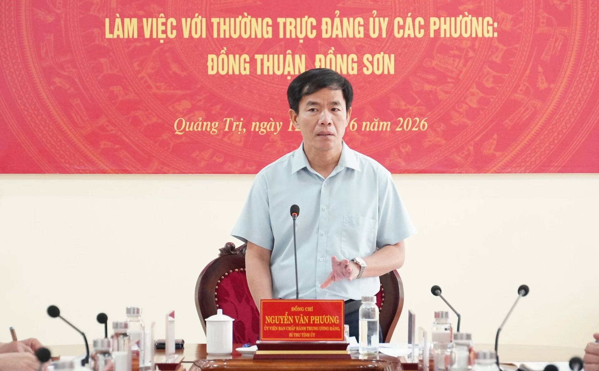 Đồng chí Nguyễn Văn Phương,  Bí thư Tỉnh ủy phát biểu kết luận tại buổi làm việc - Ảnh: Q.V