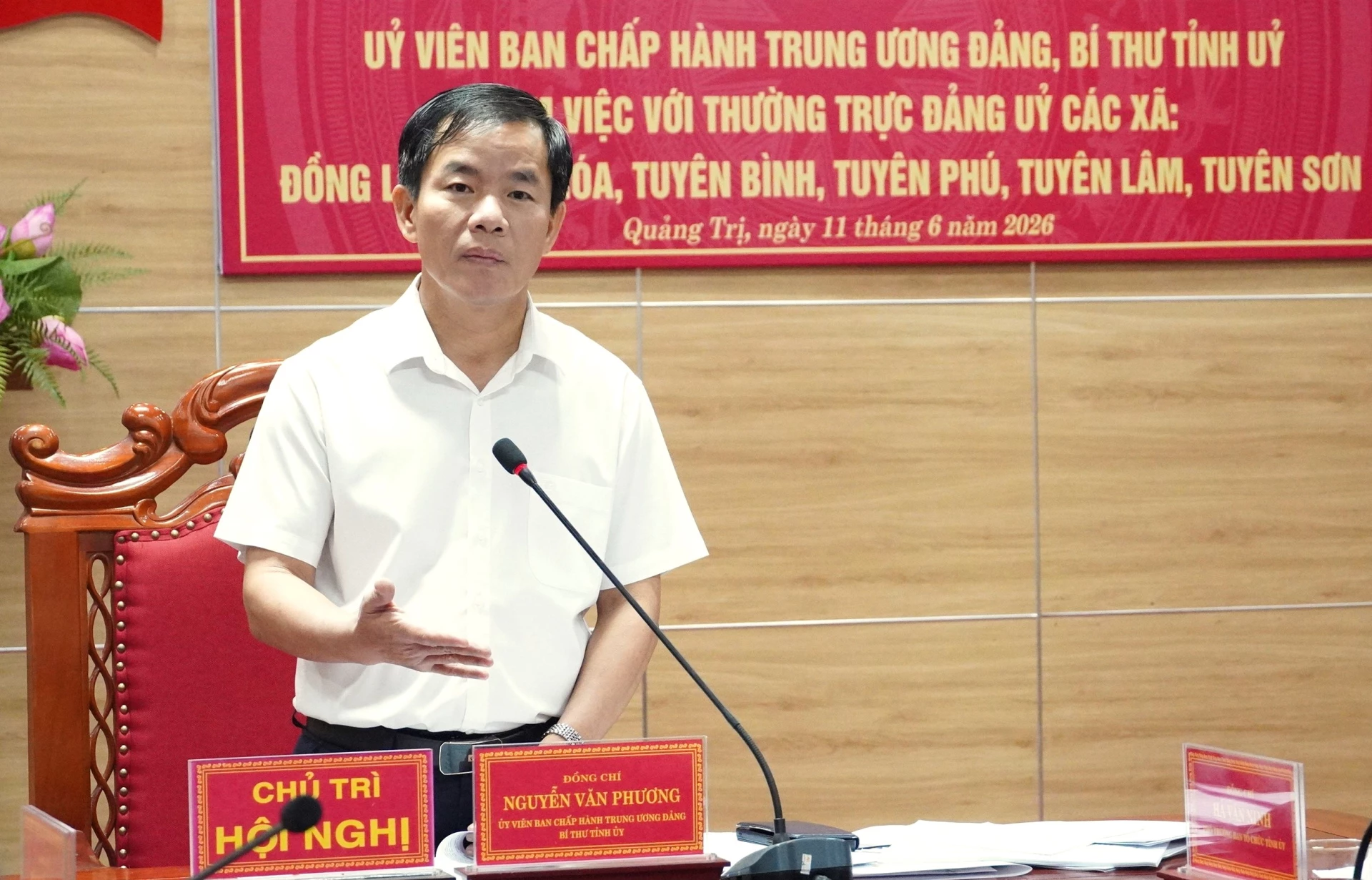 Đồng chí Nguyễn Văn Phương, Ủy viên Trung ương Đảng, Bí thư Tỉnh ủy kết luận buổi làm việc - Ảnh: Q.V