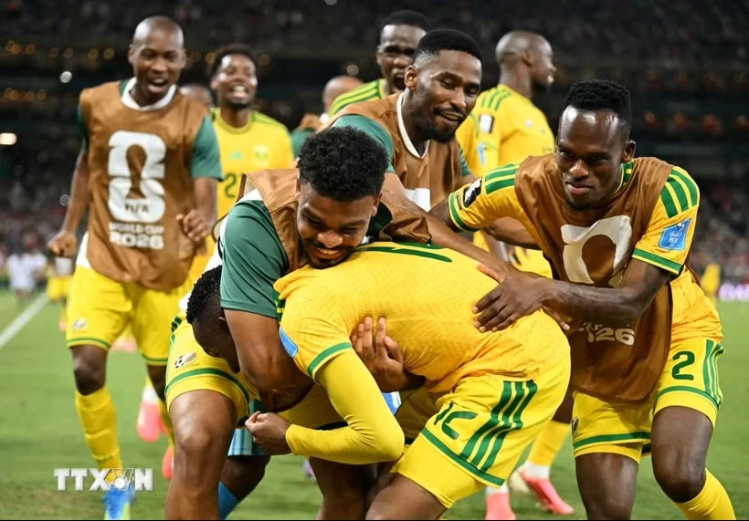 Nam Phi trở thành đội thứ 13 vào vòng knock-out World Cup 2026 (Ảnh: AFP/TTXVVN)