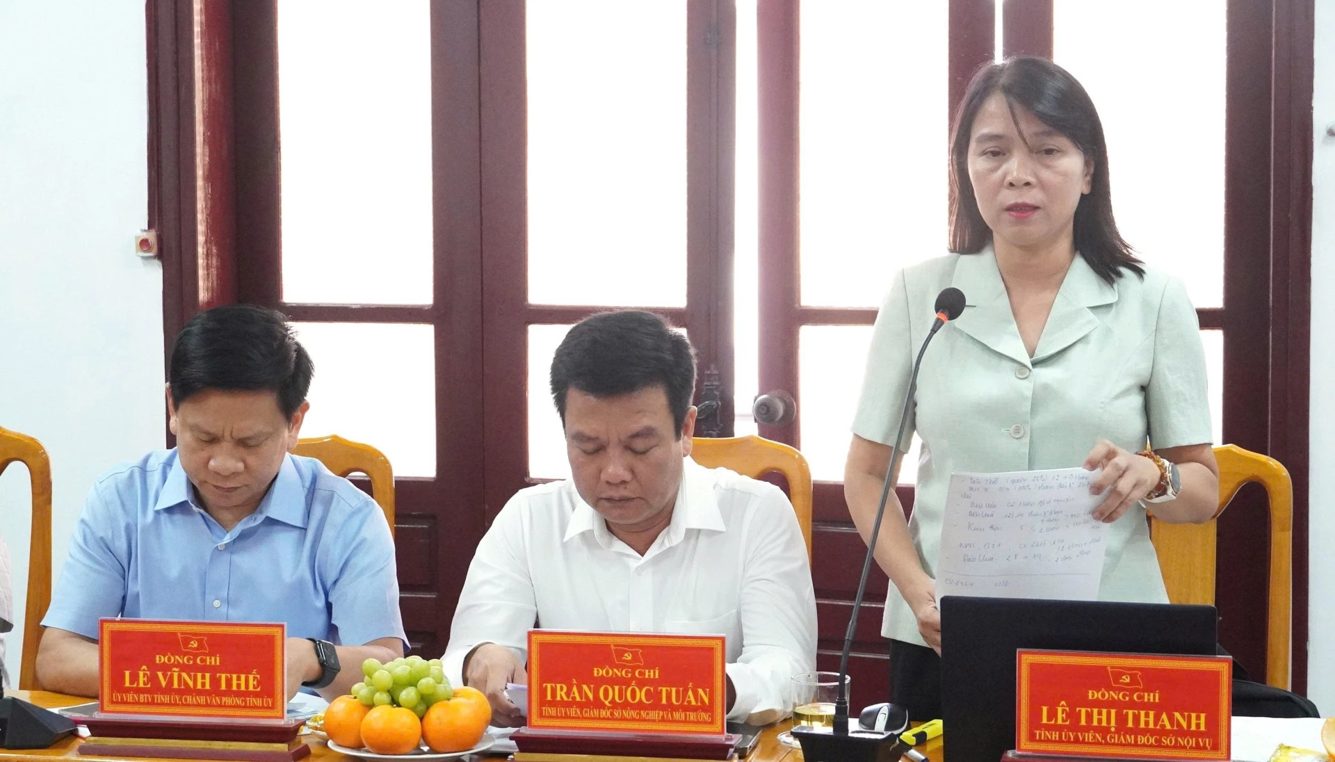 Đại diện lãnh đạo Sở Nội vụ phát biểu tại buổi làm việc - Ảnh: Q.V