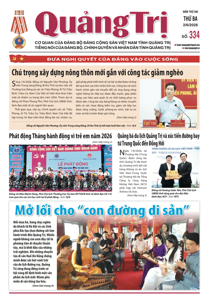 Báo Quảng Trị số 334 - Ngày 2/6/2026