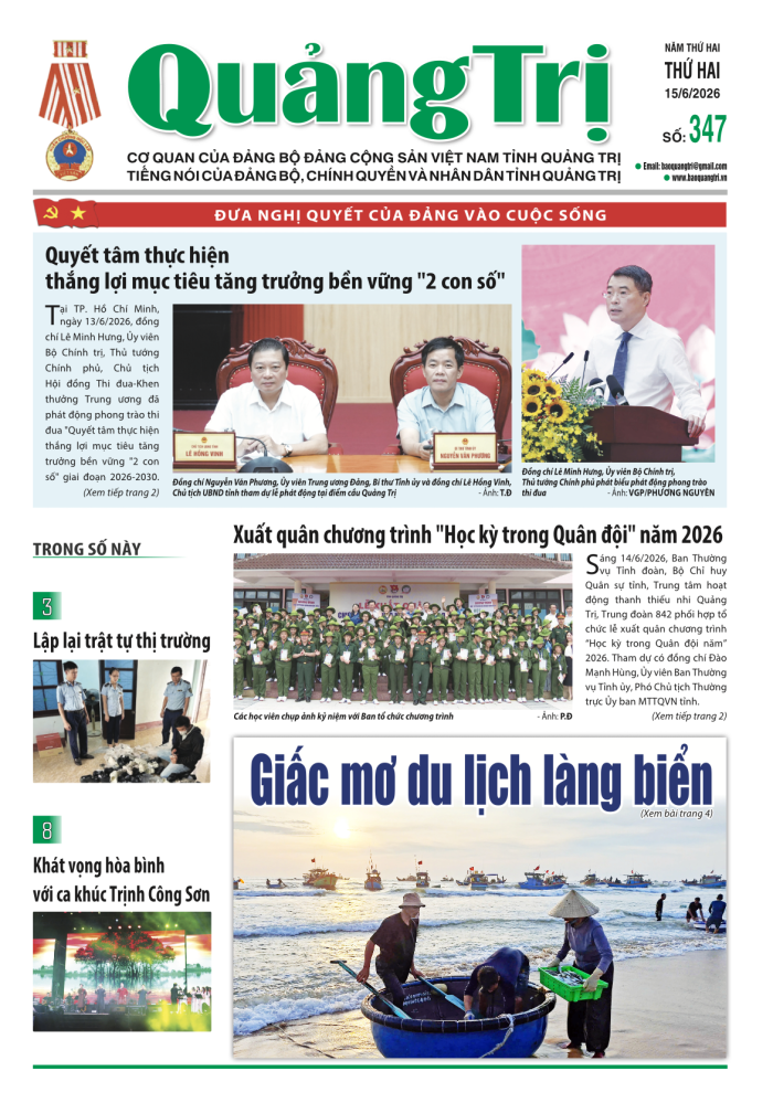 Báo Quảng Trị số 347 - Ngày 15/6/2026