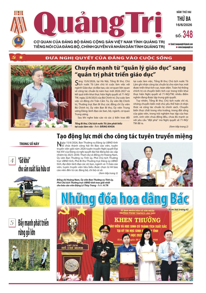 Báo Quảng Trị số 348 - Ngày 16/6/2026