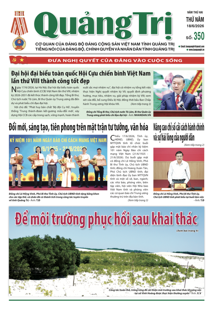 Báo Quảng Trị số 350 - Ngày 18/6/2026