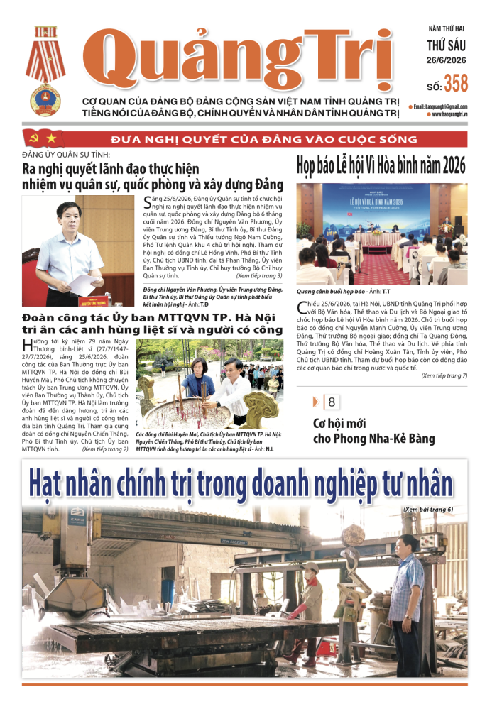 Báo Quảng Trị số 358 - Ngày 26/6/2026