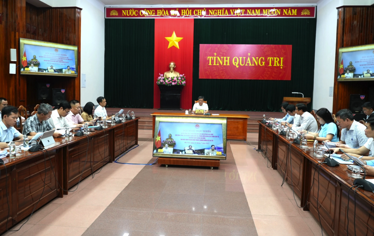 Quang cảnh hội nghị tại điểm cầu tỉnh Quảng Trị - Ảnh: T.Đ