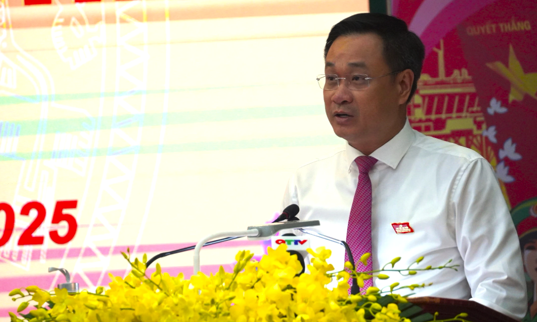 Bí thư Tỉnh ủy, Bí thư Đảng ủy Quân sự tỉnh Lê Ngọc Quang khai mạc Đại hội - Ảnh: QV
