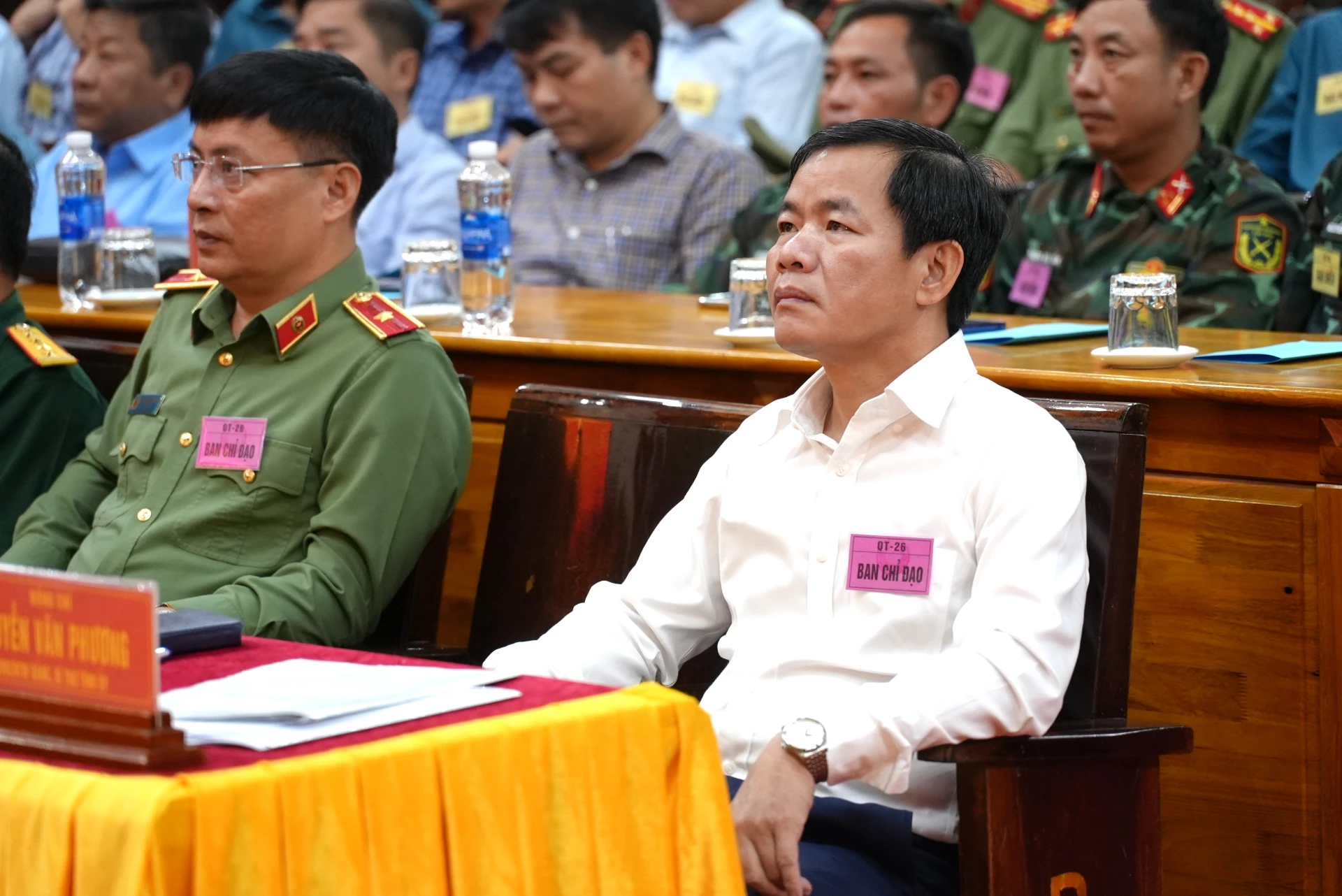 Đồng chí Nguyễn Văn Phương, Bí thư Tỉnh ủy, Trưởng Ban chỉ đạo diễn tập tỉnh dự và chỉ đạo khai mạc diễn tập - Ảnh: T.Đ