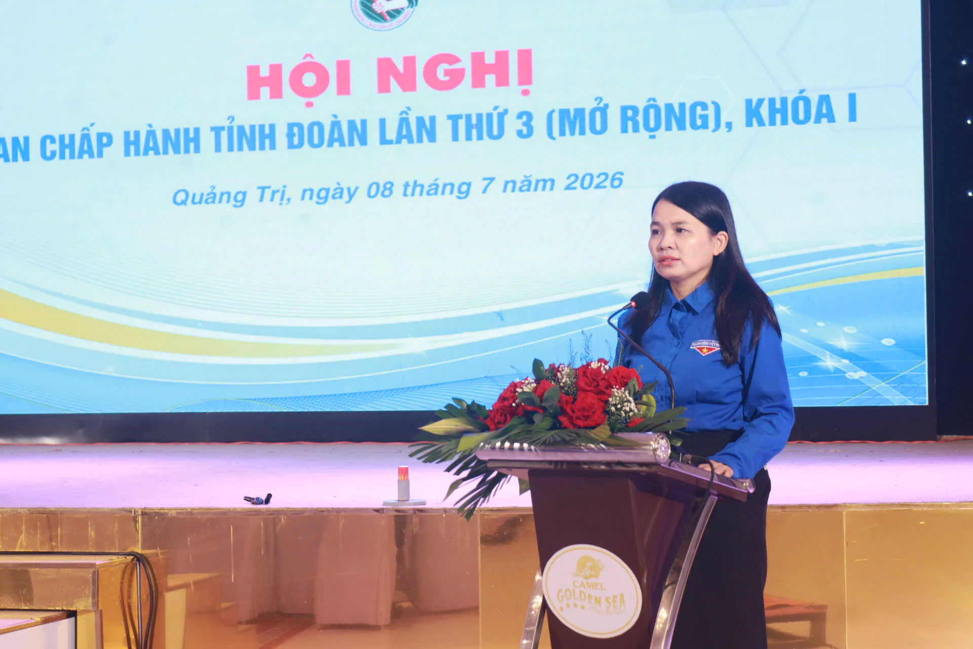 Lãnh đạo Tỉnh đoàn phát biểu ại Hội nghị - Ảnh: LO