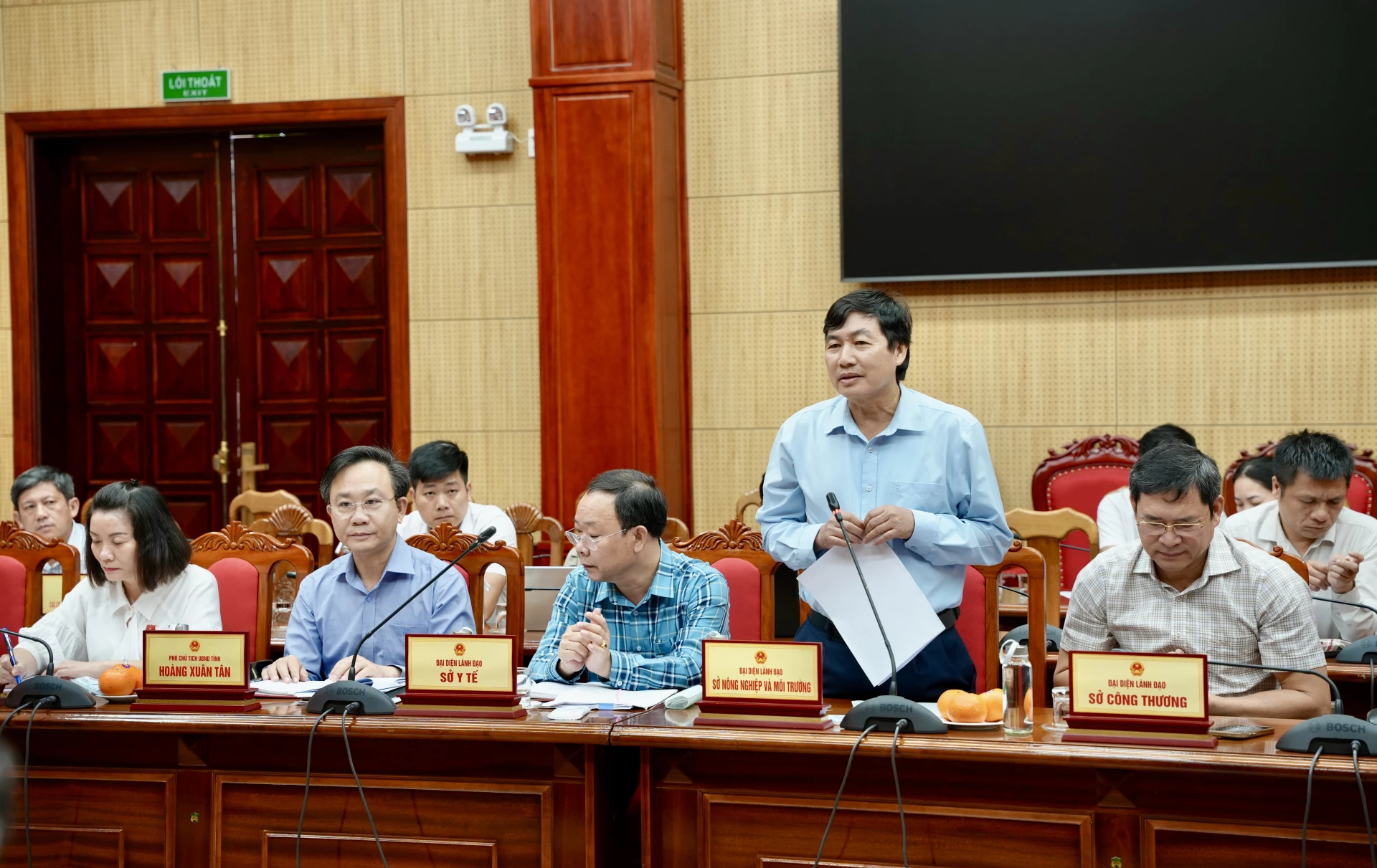 Lãnh đạo Sở Nông nghiệp và Môi trường phát biểu tại buổi làm việc - Ảnh: H.N