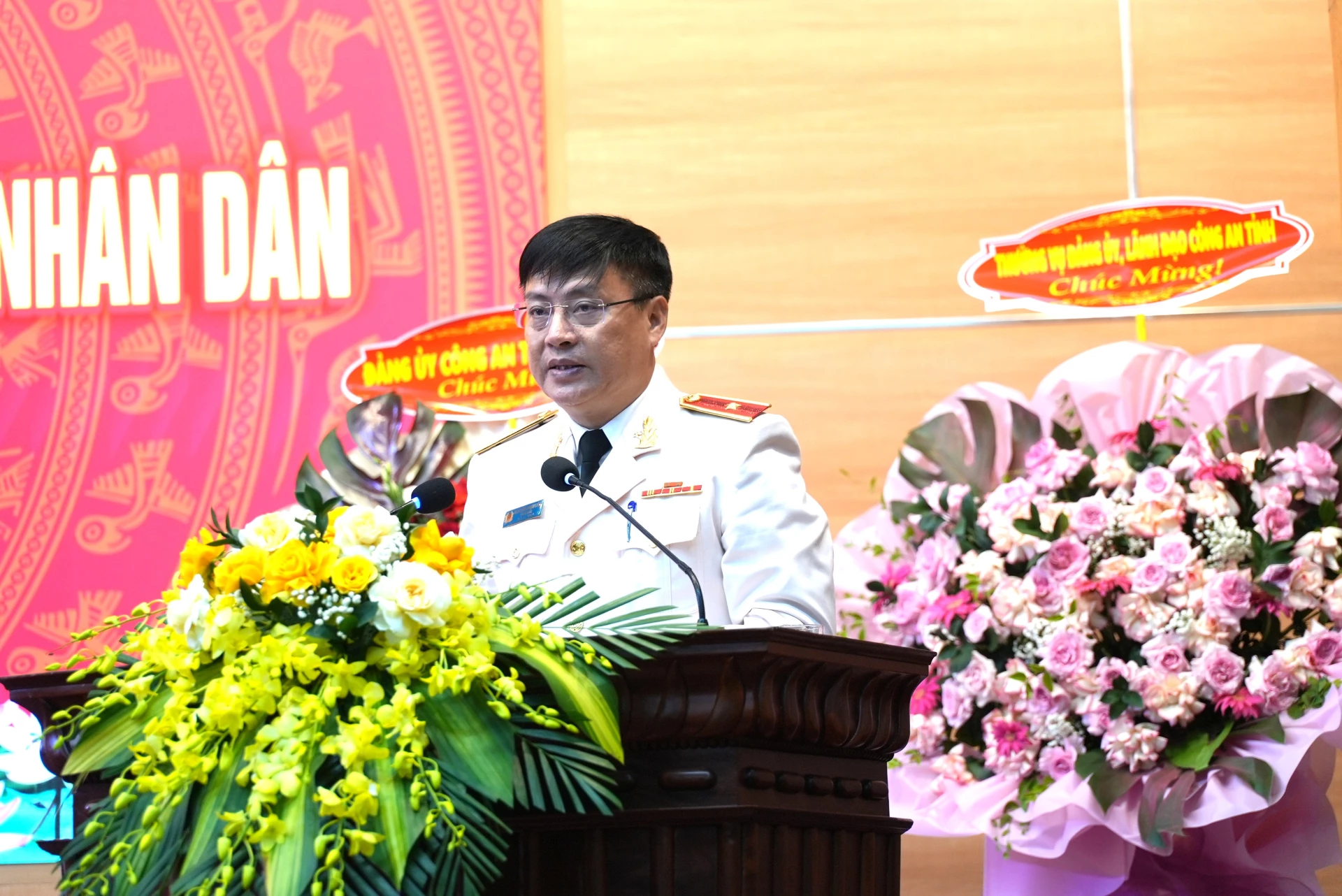 Thiếu tướng Nguyễn Thanh Liêm, Giám đốc Công an tỉnh phát biểu tại buổi lễ - Ảnh: T.Đ