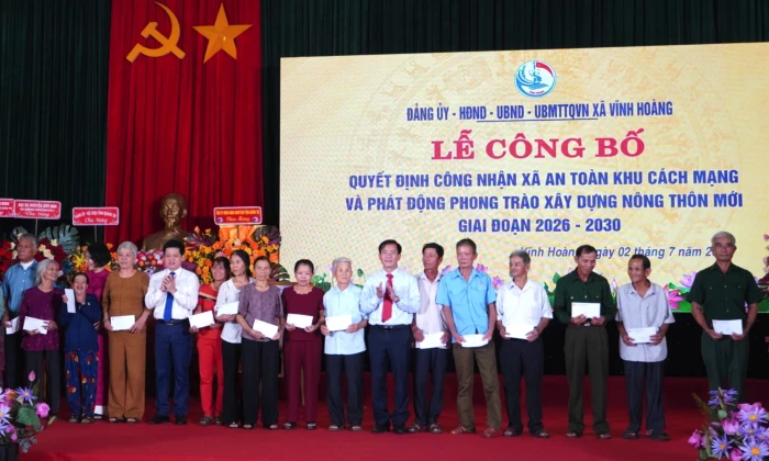 Công bố quyết định công nhận Vĩnh Hoàng là xã An toàn khu cách mạng