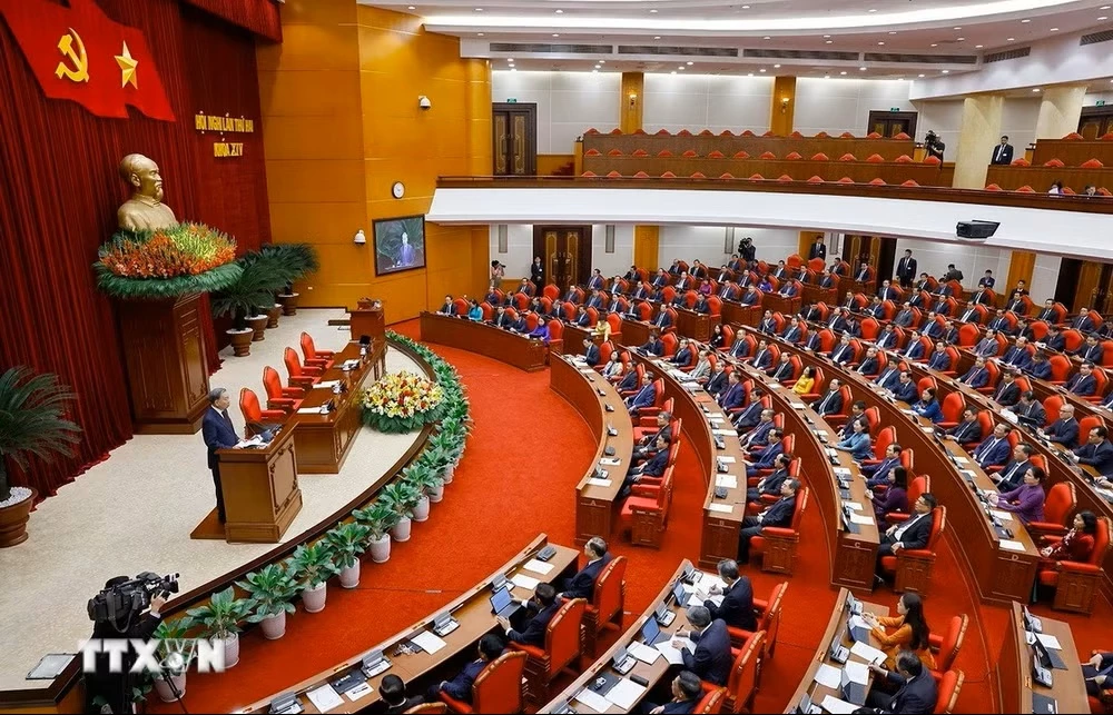 Hội nghị lần thứ hai Ban Chấp hành Trung ương Đảng khóa XIV. (Ảnh: Doãn Tấn/TTXVN)
