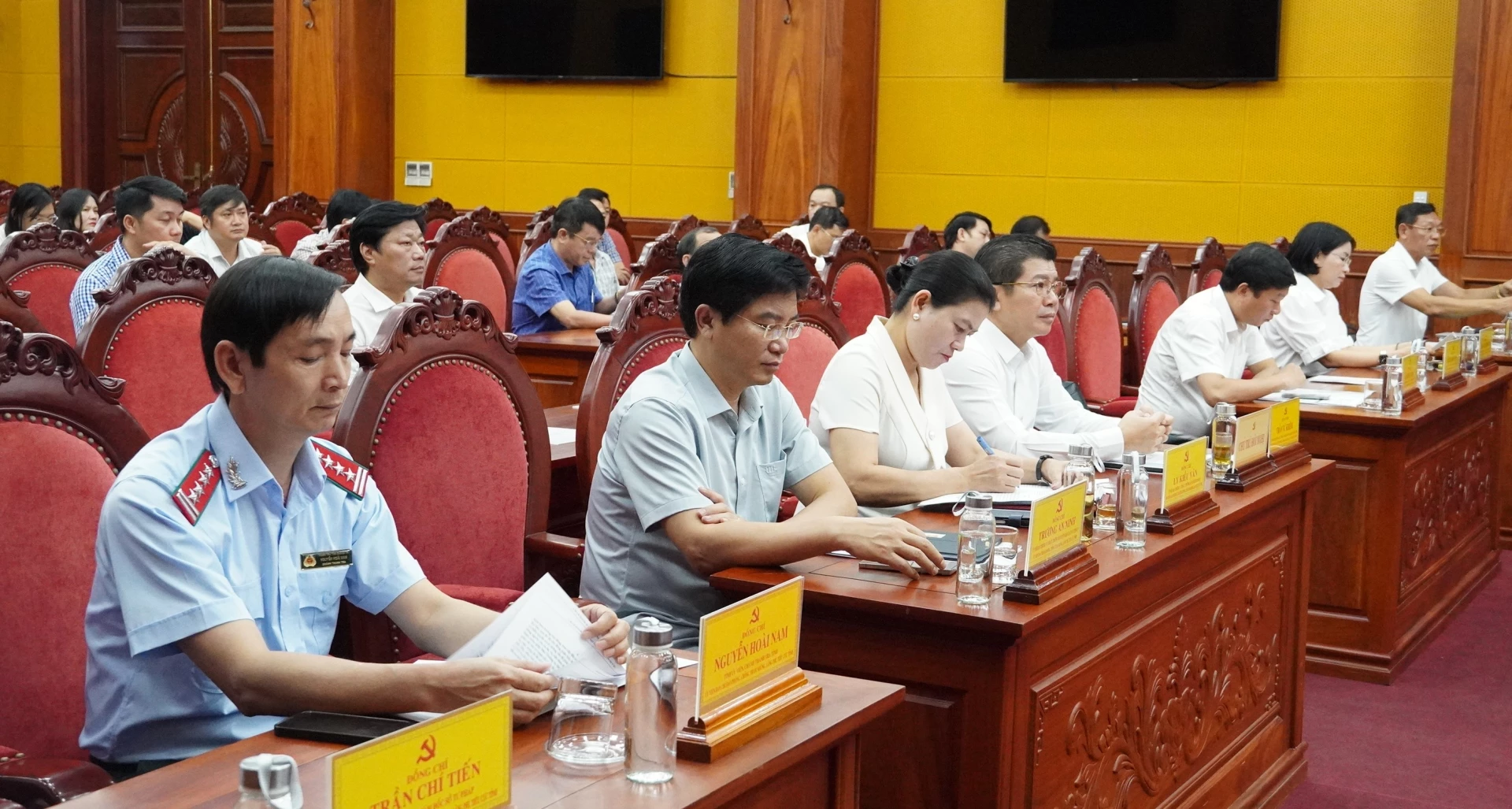 Đại biểu tham dự hội nghị tại điểm cầu Tỉnh ủy Quảng Trị - Ảnh: Q.V