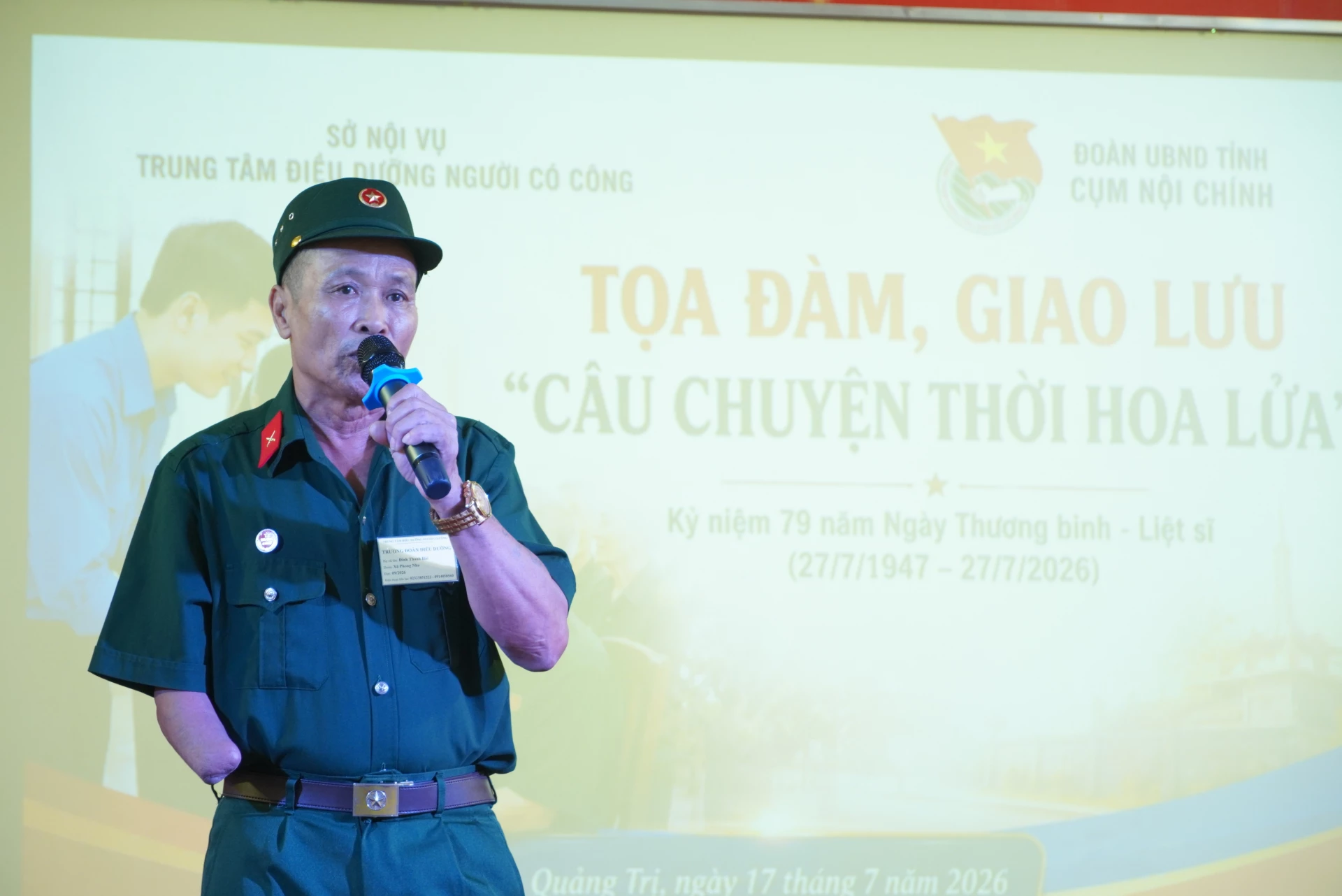 Cựu chiến binh Đinh Thanh Hải chia sẻ về những năm tháng khốc liệt trong chiến tranh - Ảnh: HL