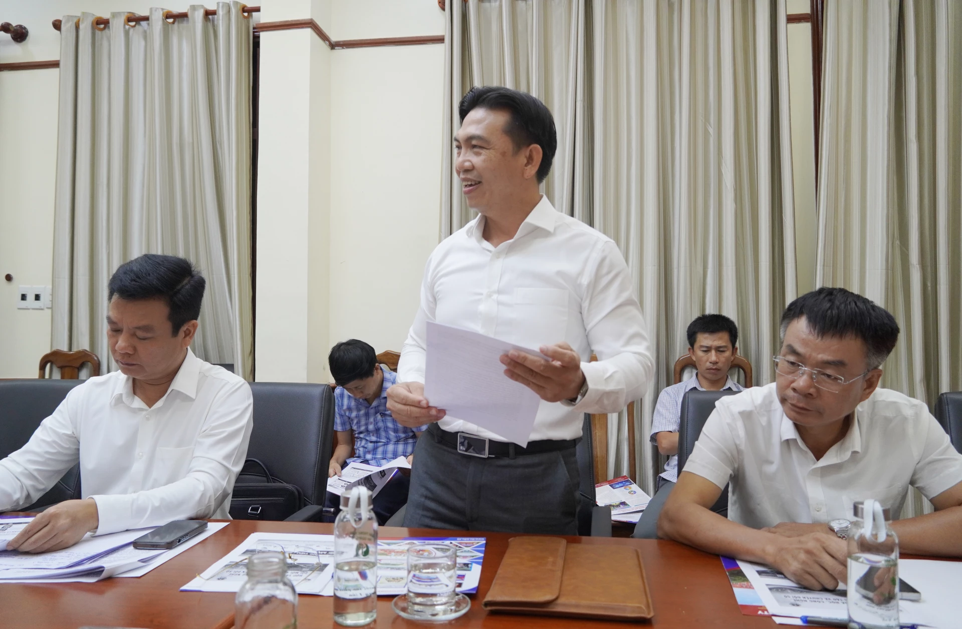 Đại diện lãnh đạo Sở Khoa học-Công nghệ phát biểu tại buổi làm việc - Ảnh: HL