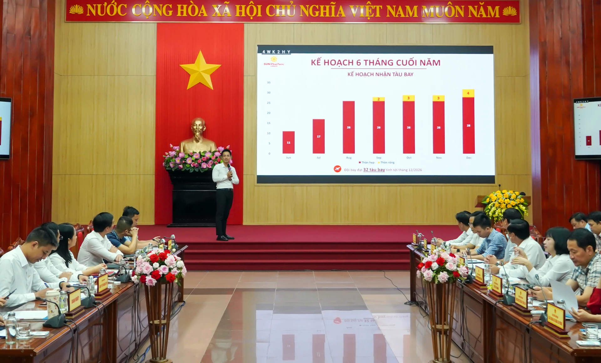 Đại diện Sun PhuQuoc Airways giới thiệu về hãng hàng không - Ảnh: N.H