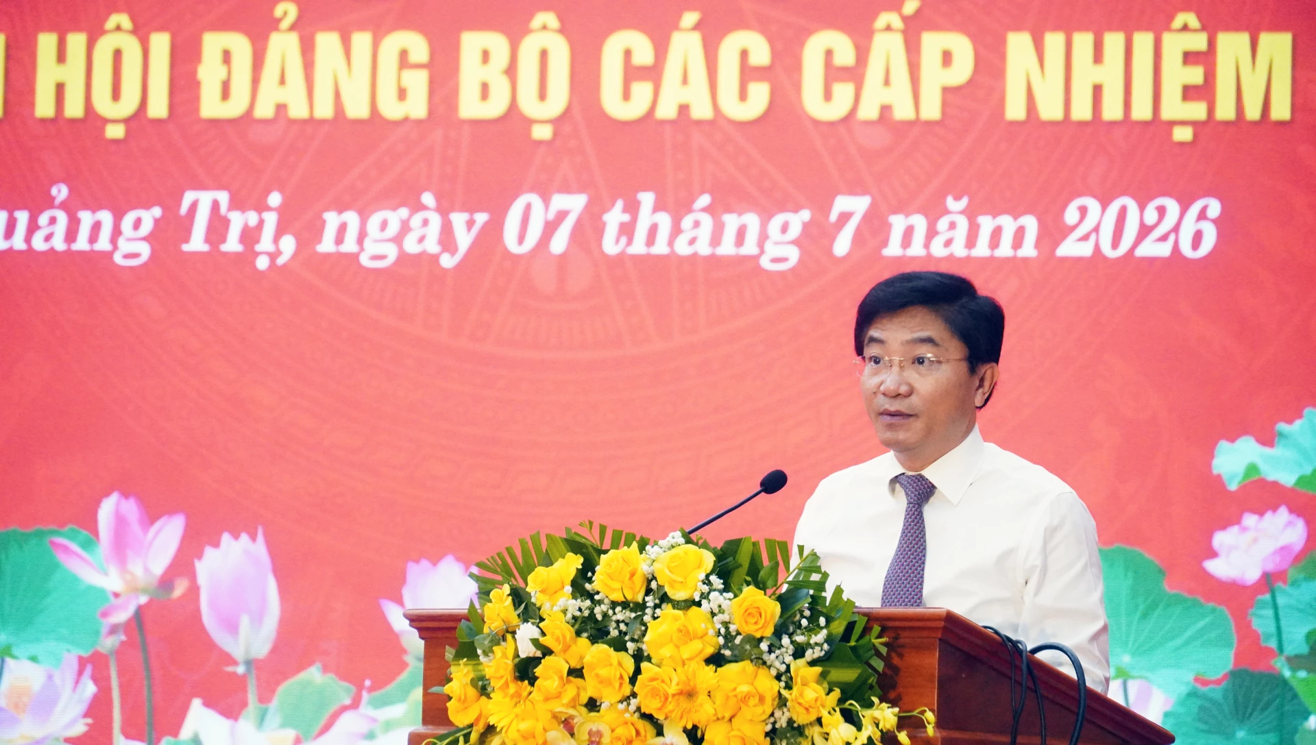 Đồng chí Trương An Ninh, Ủy viên Ban Thường vụ Tỉnh ủy, Trưởng Ban Tuyên giáo và Dân vận Tỉnh ủy, Trưởng Ban Tổ chức Hội thi cấp tỉnh phát biểu khai mạc hội thi - Ảnh: N.M