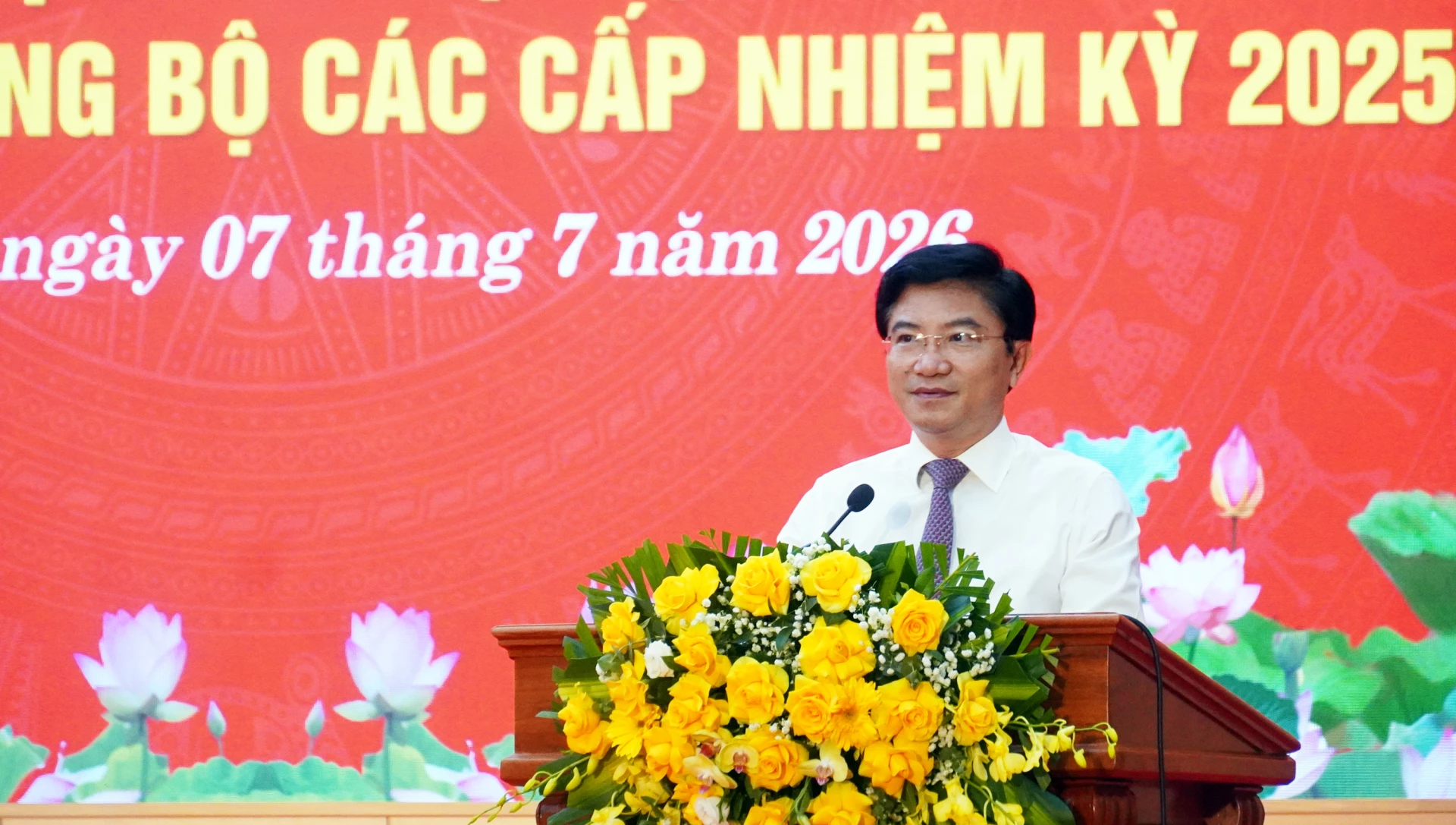 Đồng chí Trương An Ninh, Ủy viên Ban Thường vụ Tỉnh ủy, Trưởng Ban Tuyên giáo và Dân vận Tỉnh ủy, Trưởng Ban Tổ chức Hội thi phát biểu bế mạc Hội thi - Ảnh: N.M