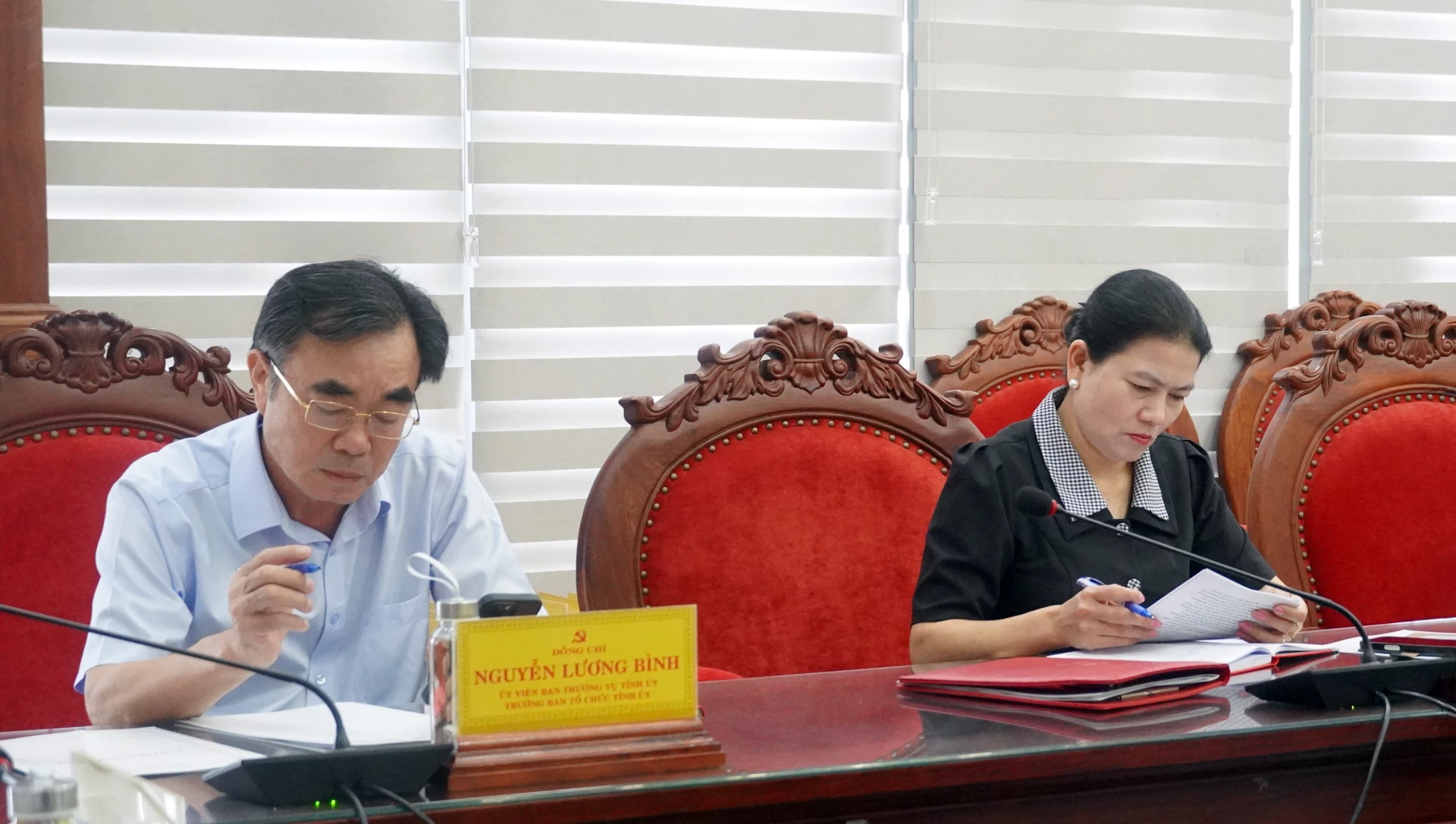 Đại biểu dự hội nghị tại điểm cầu Tỉnh ủy - Ảnh: N.M