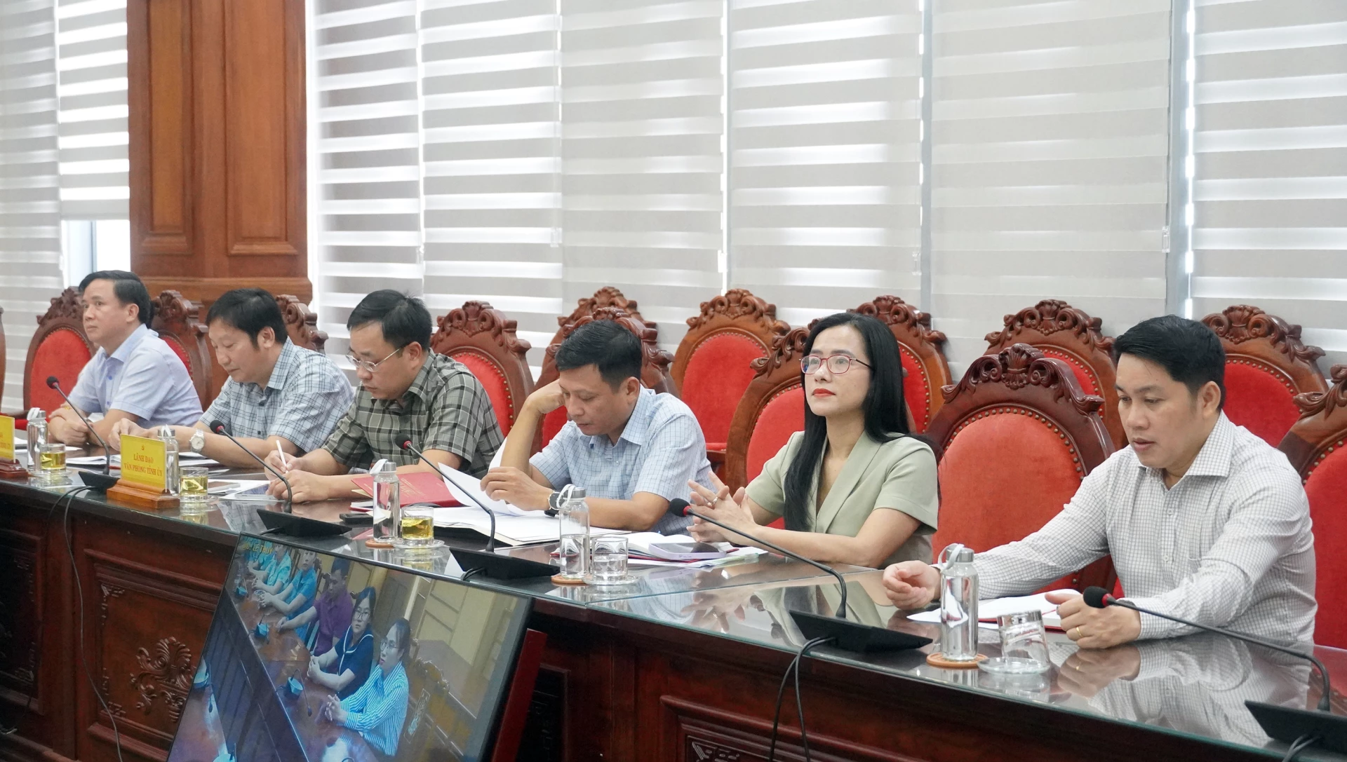 Đại biểu dự hội nghị tại điểm cầu Tỉnh ủy - Ảnh: N.M