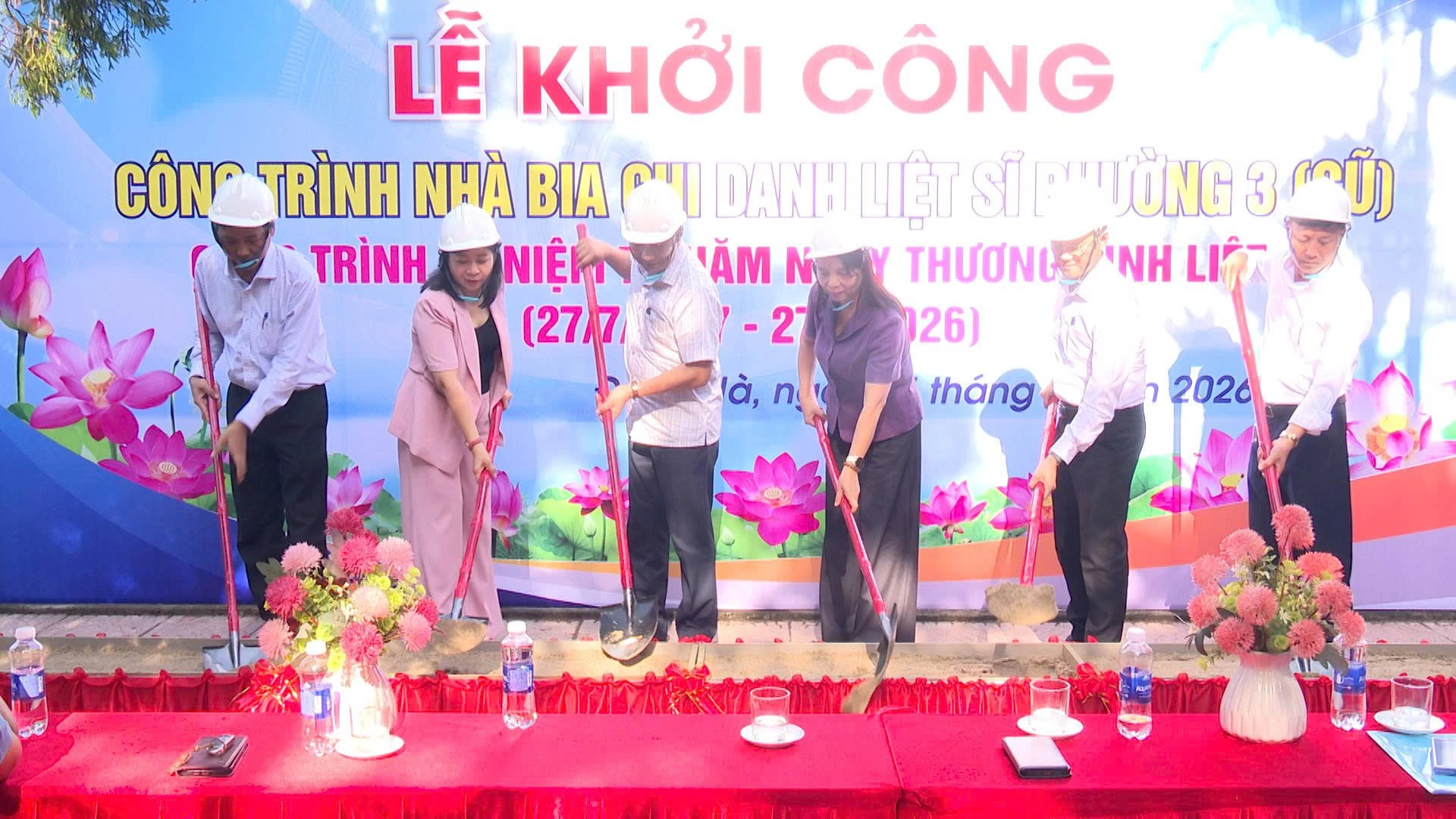 Lễ động thổ khởi công xây dựng công trình Nhà bia ghi danh các anh hùng liệt sĩ phường 3 (cũ), phường Đông Hà - Ảnh: Đ.V