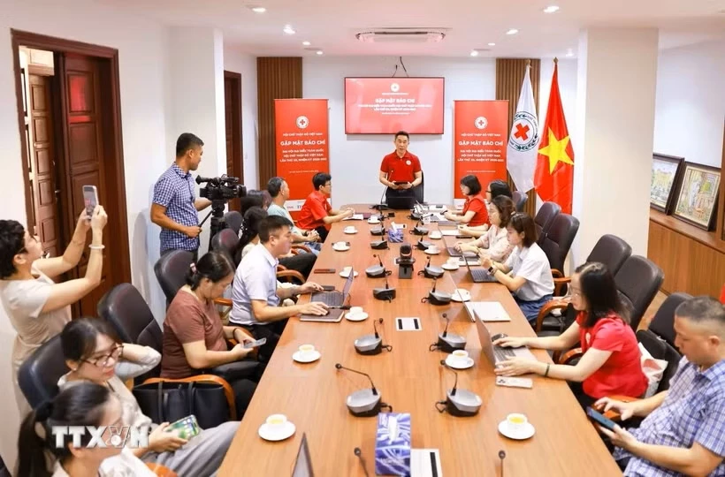 Trung ương Hội Chữ thập Đỏ Việt Nam thông tin tới cơ quan thông tấn, báo chí về Đại hội đại biểu toàn quốc Hội Chữ thập Đỏ Việt Nam lần thứ XII, nhiệm kỳ 2026-2031. (Ảnh: Thanh Tùng/TTXVN)