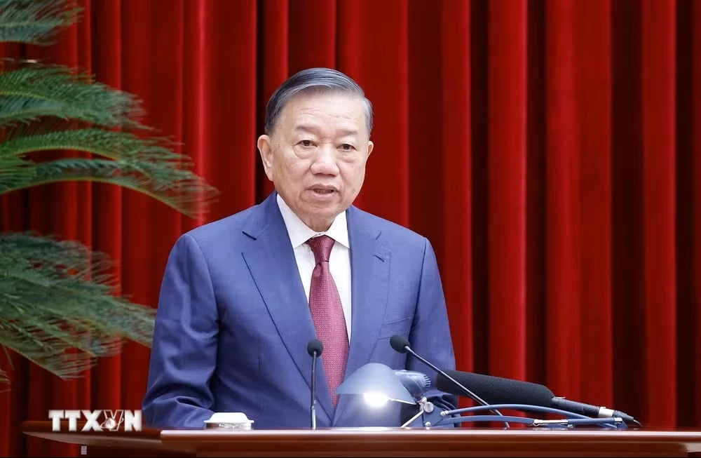 Tổng Bí thư, Chủ tịch nước Tô Lâm phát biểu khai mạc Hội nghị lần thứ ba Ban Chấp hành Trung ương Đảng khóa XIV. (Ảnh: Thống Nhất/TTXVN)