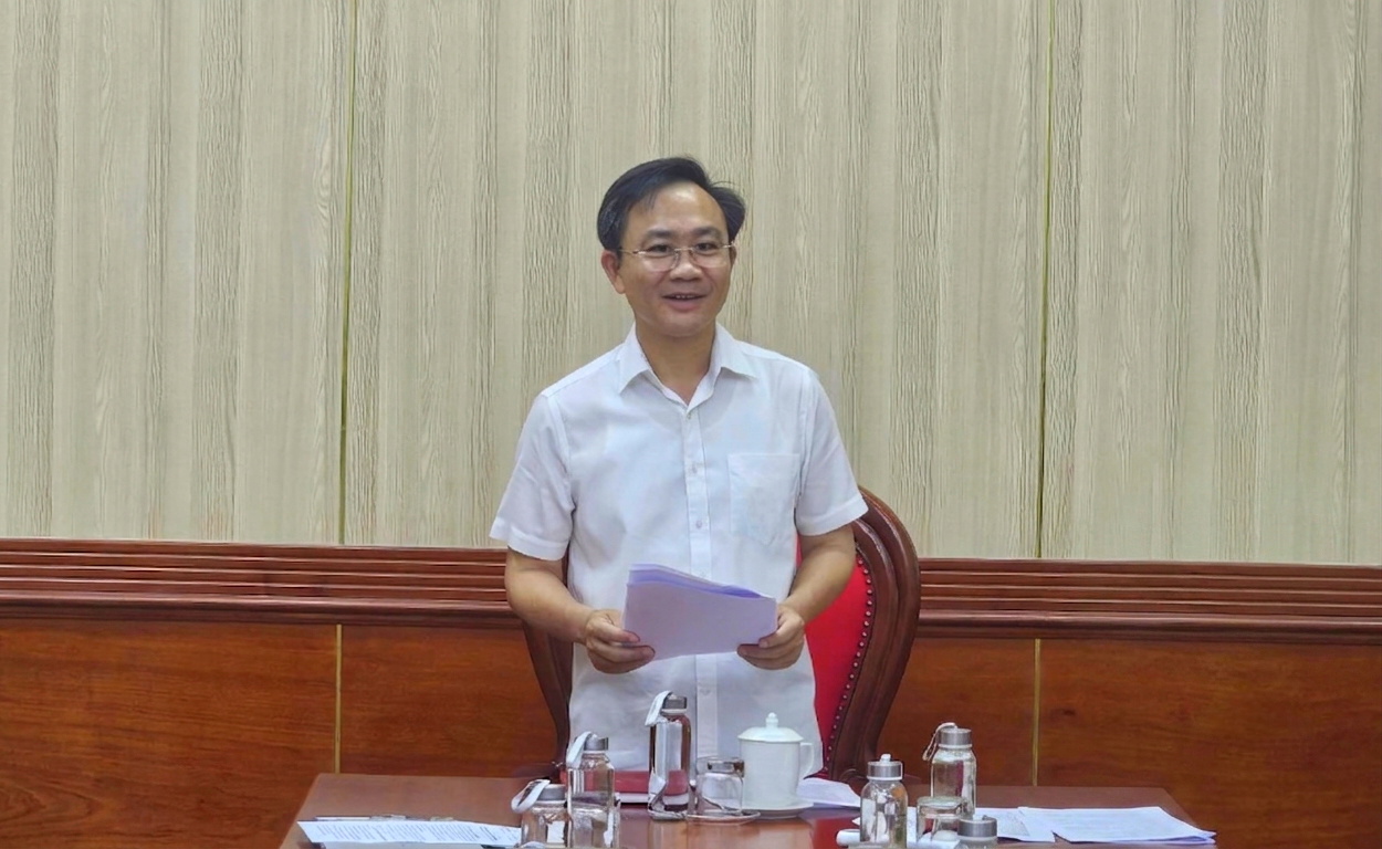 Đồng chí Hoàng Xuân Tân, Phó Chủ tịch UBND tỉnh kết luận tại buổi làm vệc - Ảnh: PK