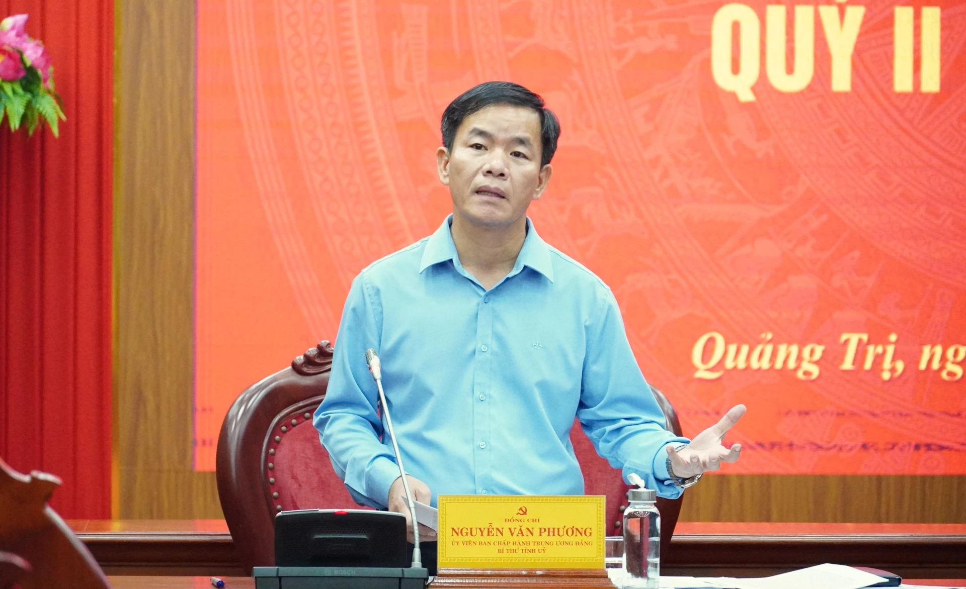 Đồng chí Nguyễn Văn Phương, Bí thư Tỉnh ủy yêu cầu thời gian tới BCĐ tỉnh, các ngành, địa phương cần rà soát lại các nhiệm vụ được giao, đảm bảo hoàn thành đúng thời hạn theo yêu cầu - Ảnh: Q.V