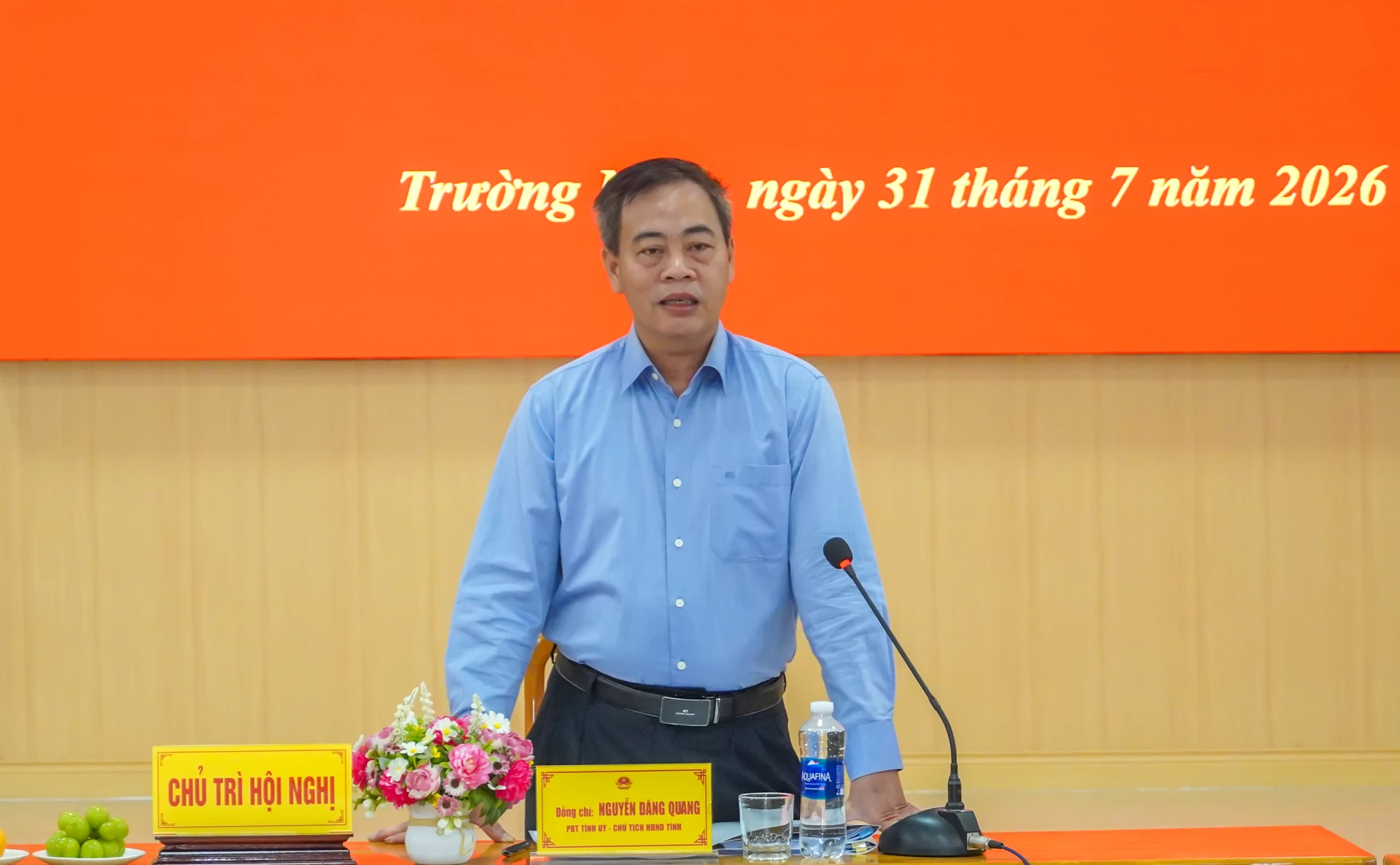 Đồng chí Phó Bí thư Tỉnh ủy, Chủ tịch HĐND tỉnh Nguyễn Đăng Quang phát biểu kết luận tại buổi làm việc - Ảnh: N.H