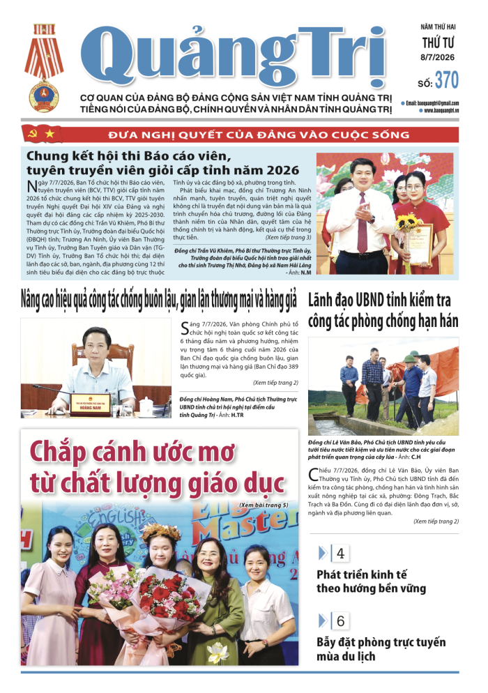 Báo Quảng Trị số 370 - Ngày 8/7/2026
