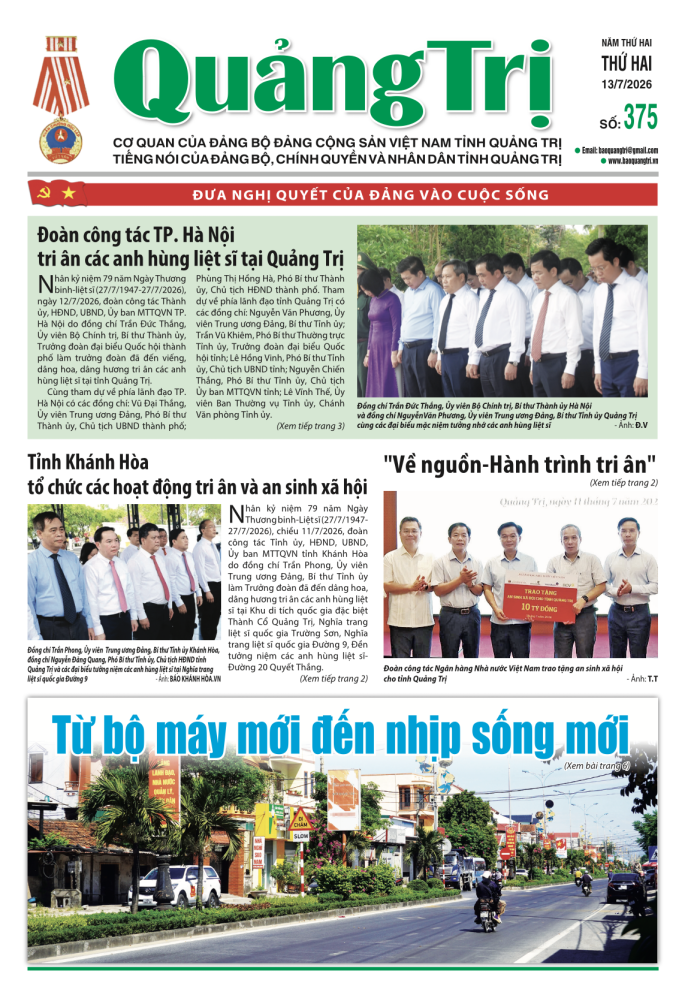 Báo Quảng Trị số 375 - Ngày 13/7/2026