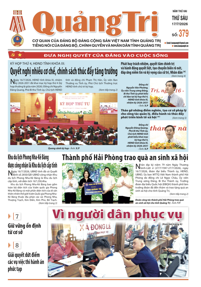 Báo Quảng Trị số 379 - Ngày 17/7/2026