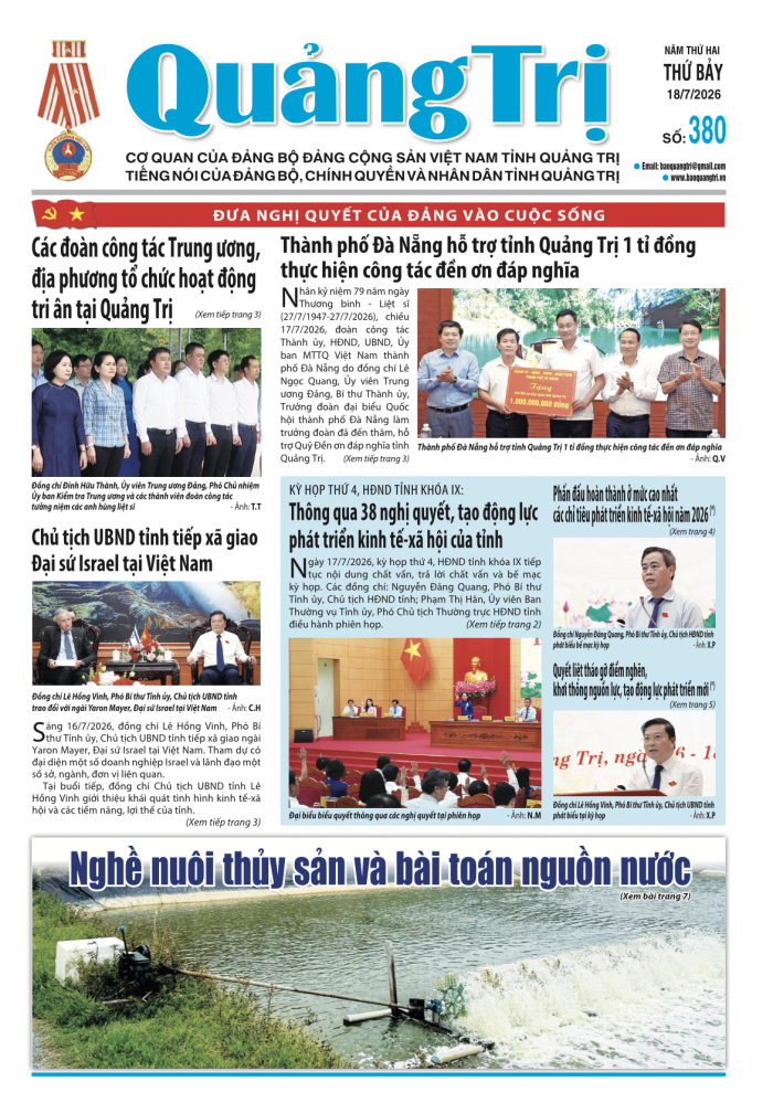 Báo Quảng Trị số 380 - Ngày 18/7/2026